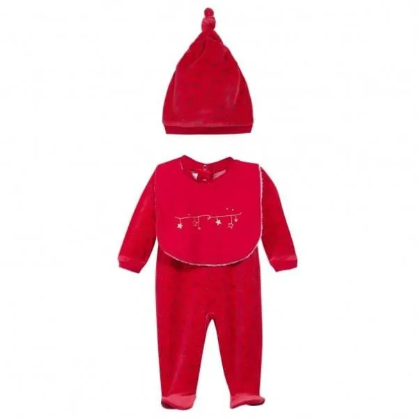 Absorba Red & Gold Velour Three Piece Set