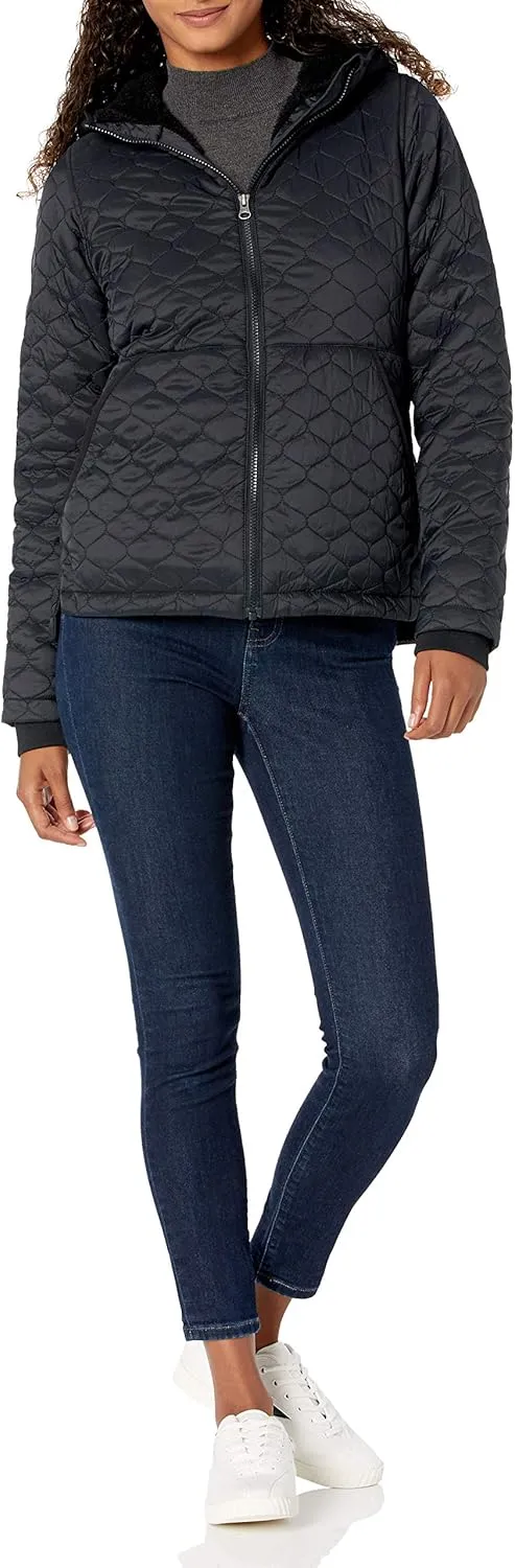 Amazon Essentials Women's Lightweight Quilted Full-Zip Water-Resistant Sherpa-Lined Hooded Puffer Jacket