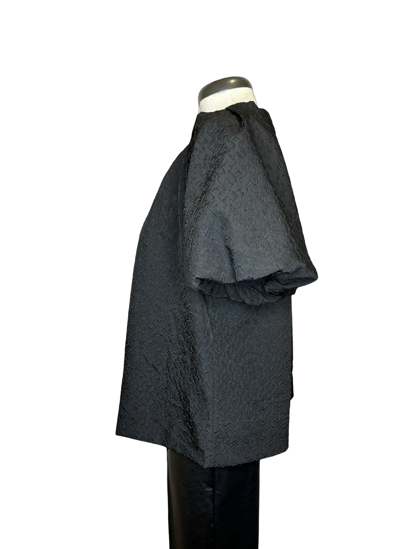 Black Pleated Puff Sleeve Top