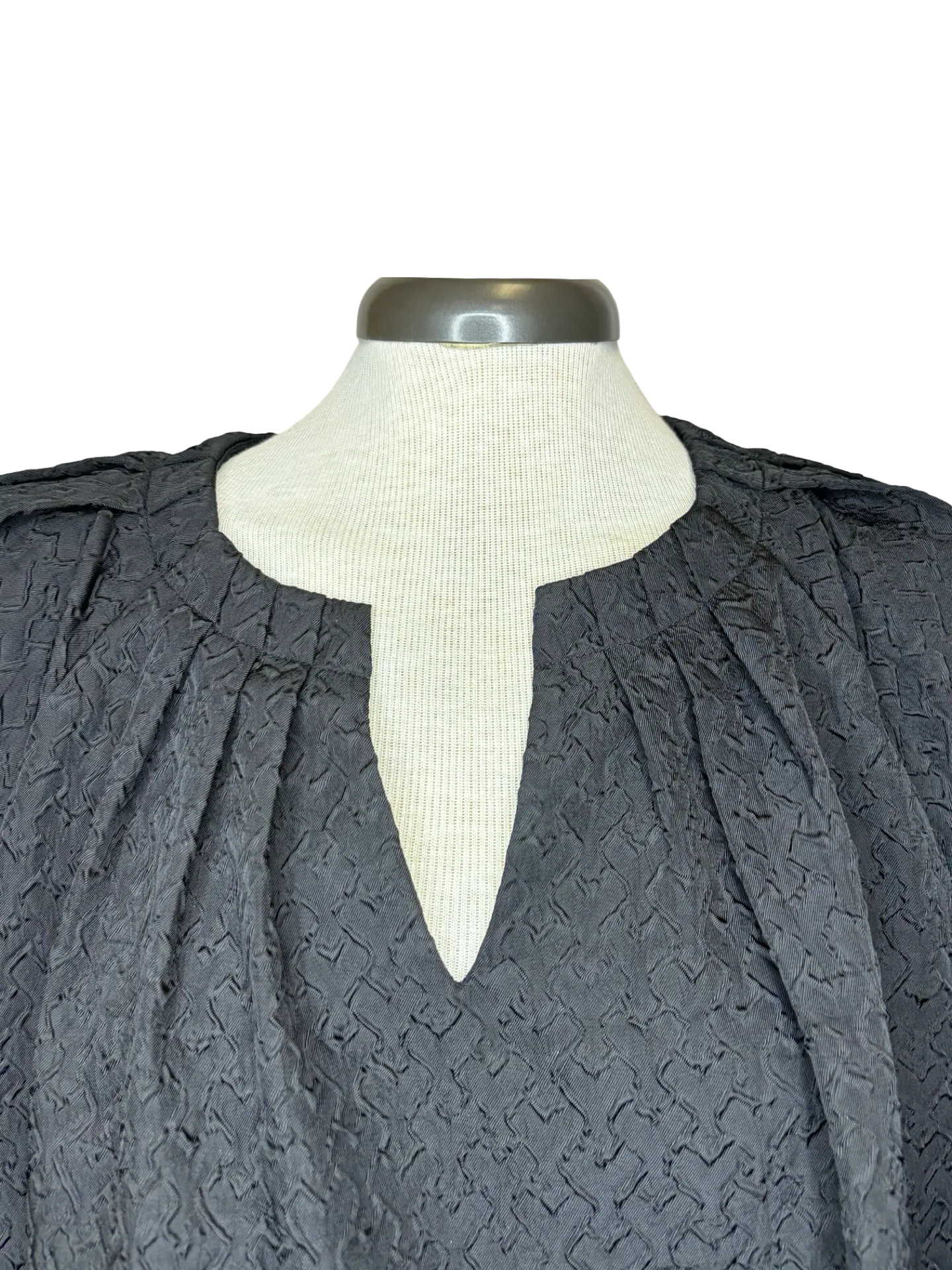 Black Pleated Puff Sleeve Top