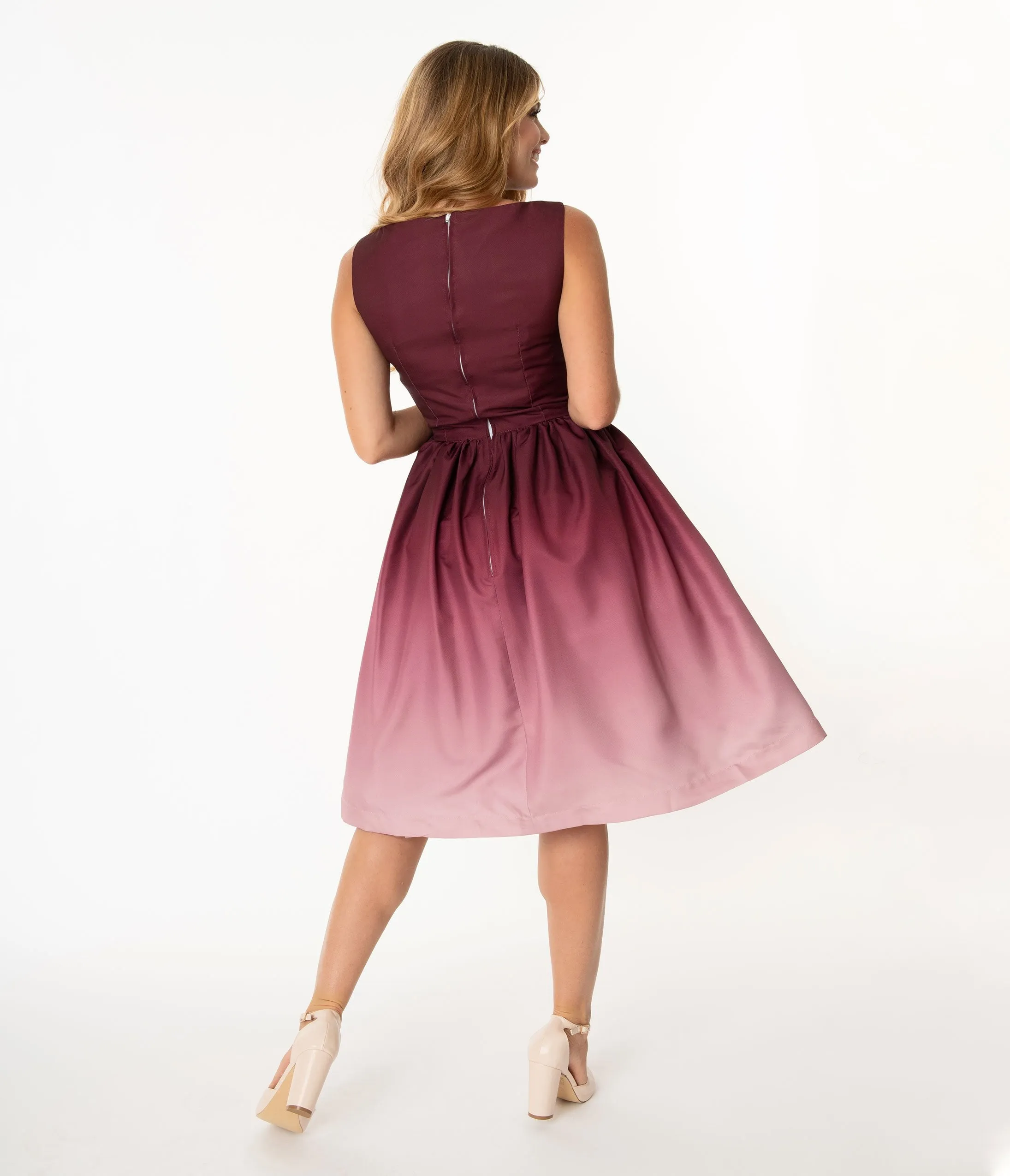 Burgundy Ombre Audrey Swing Dress