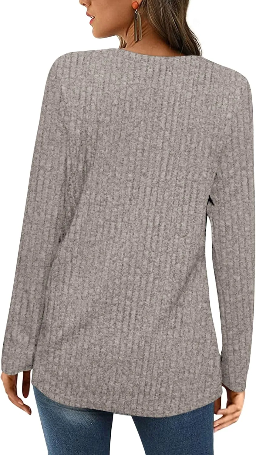 BZB Women's Sweaters Fall 2024 Lightweight Long Sleeve Square Neck Tunic Tops