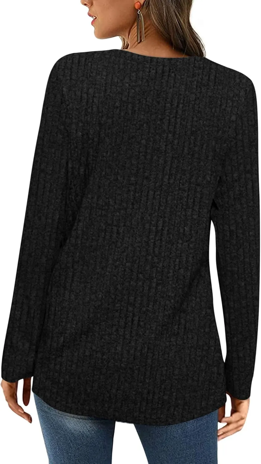 BZB Women's Sweaters Fall 2024 Lightweight Long Sleeve Square Neck Tunic Tops