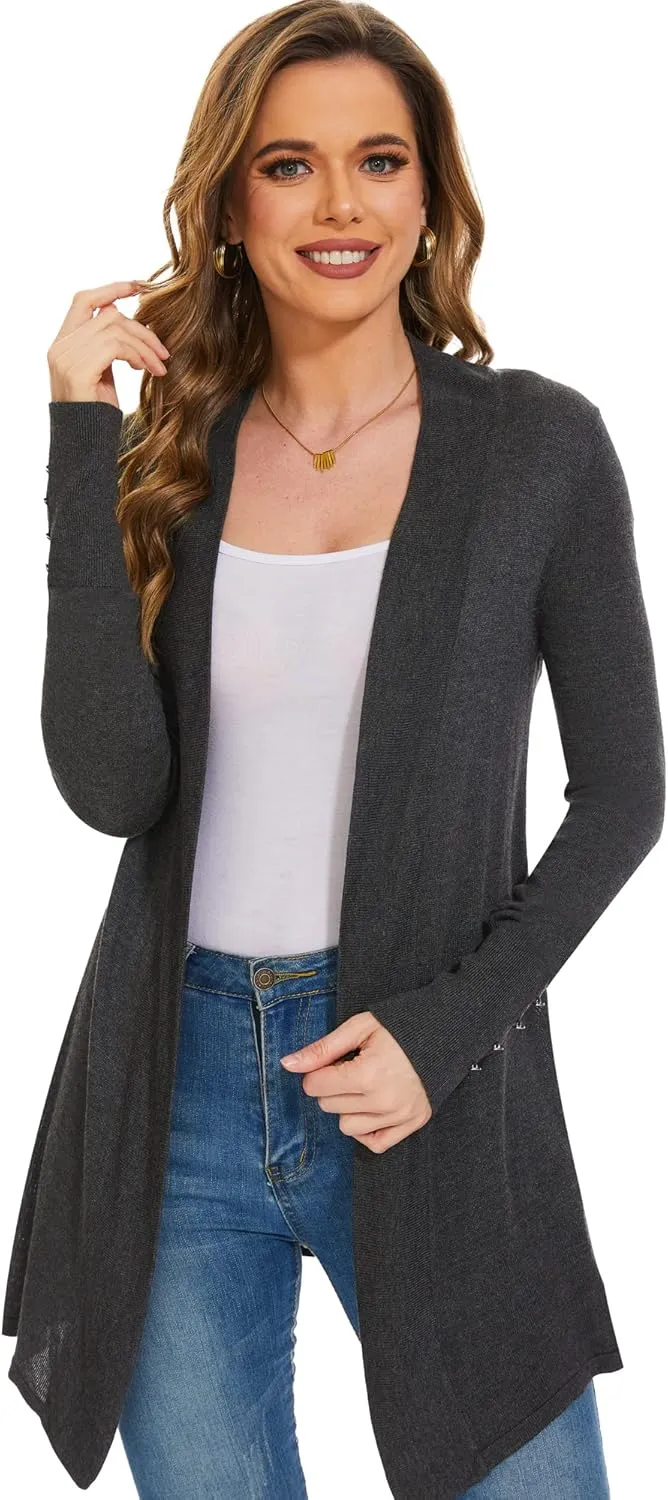 Cardigan for Women Dressy Casual Long Sleeve Open Front Knit Cardigan Sweaters