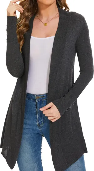 Cardigan for Women Dressy Casual Long Sleeve Open Front Knit Cardigan Sweaters