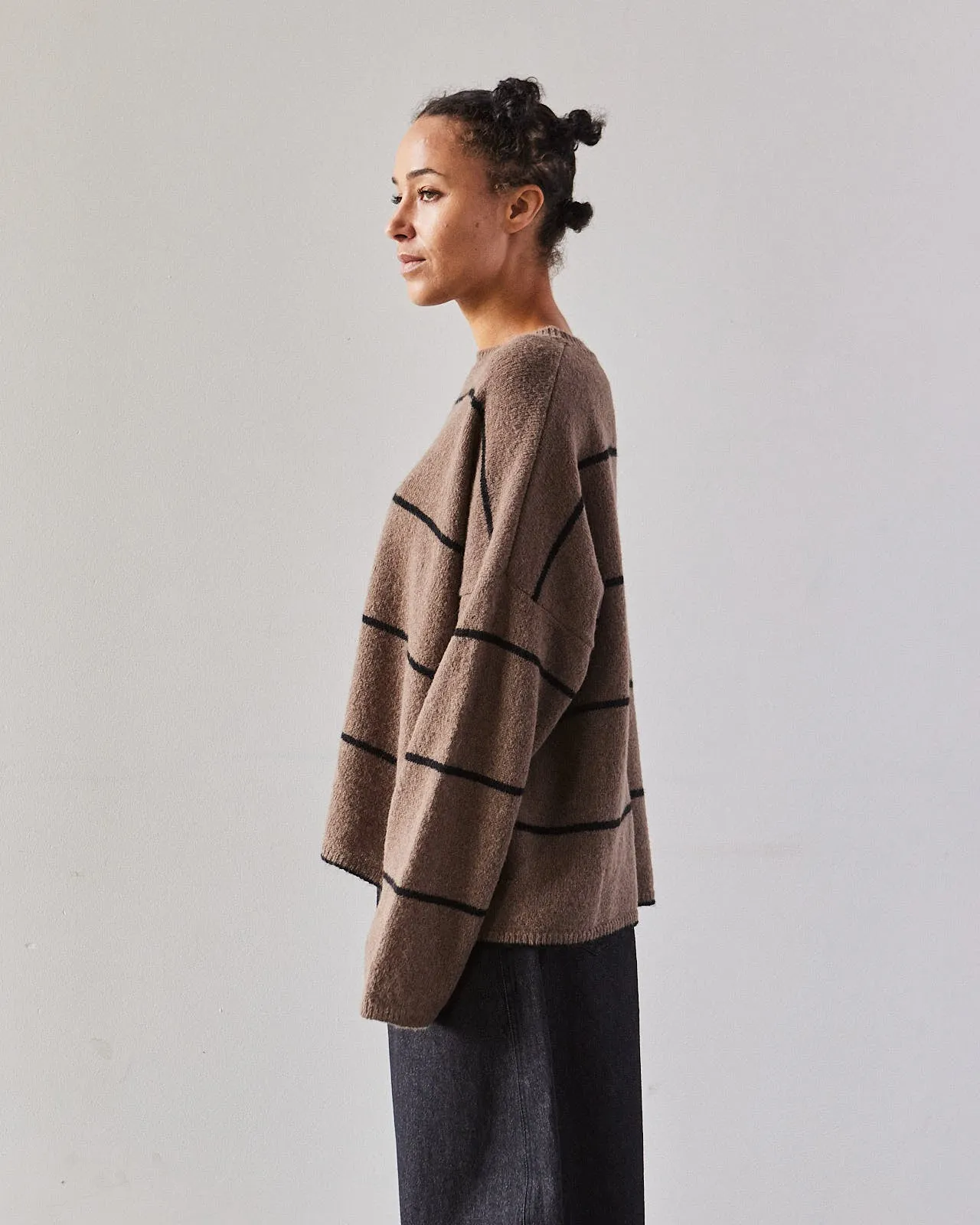 Cordera Baby Alpaca Striped Sweater, Brown