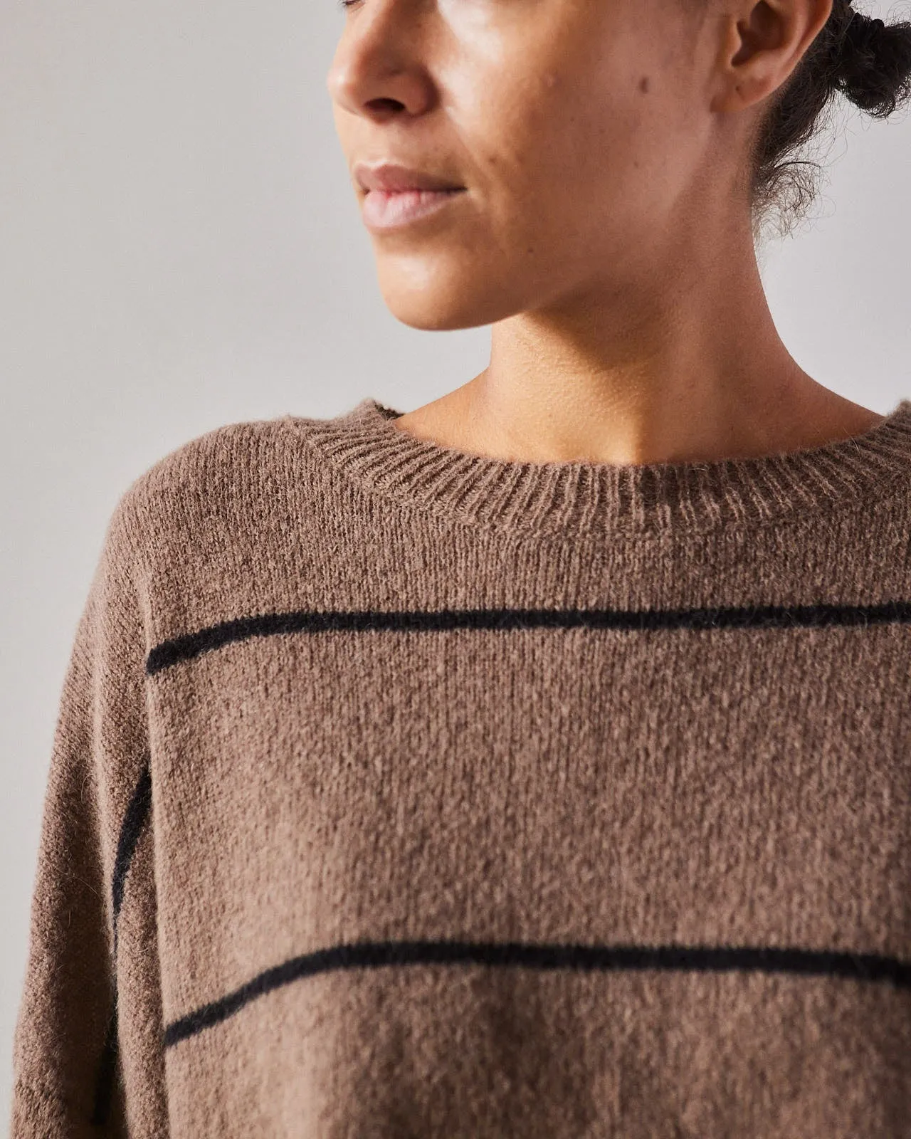 Cordera Baby Alpaca Striped Sweater, Brown