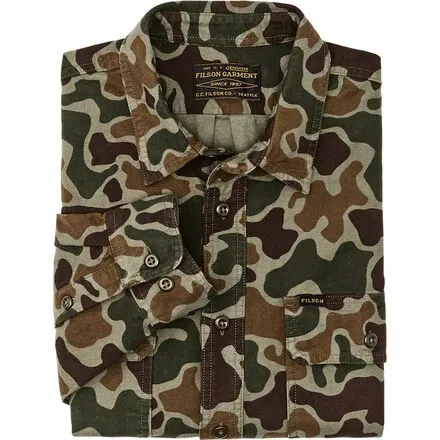 Filson men's flannel field shirt, Frog Camo color