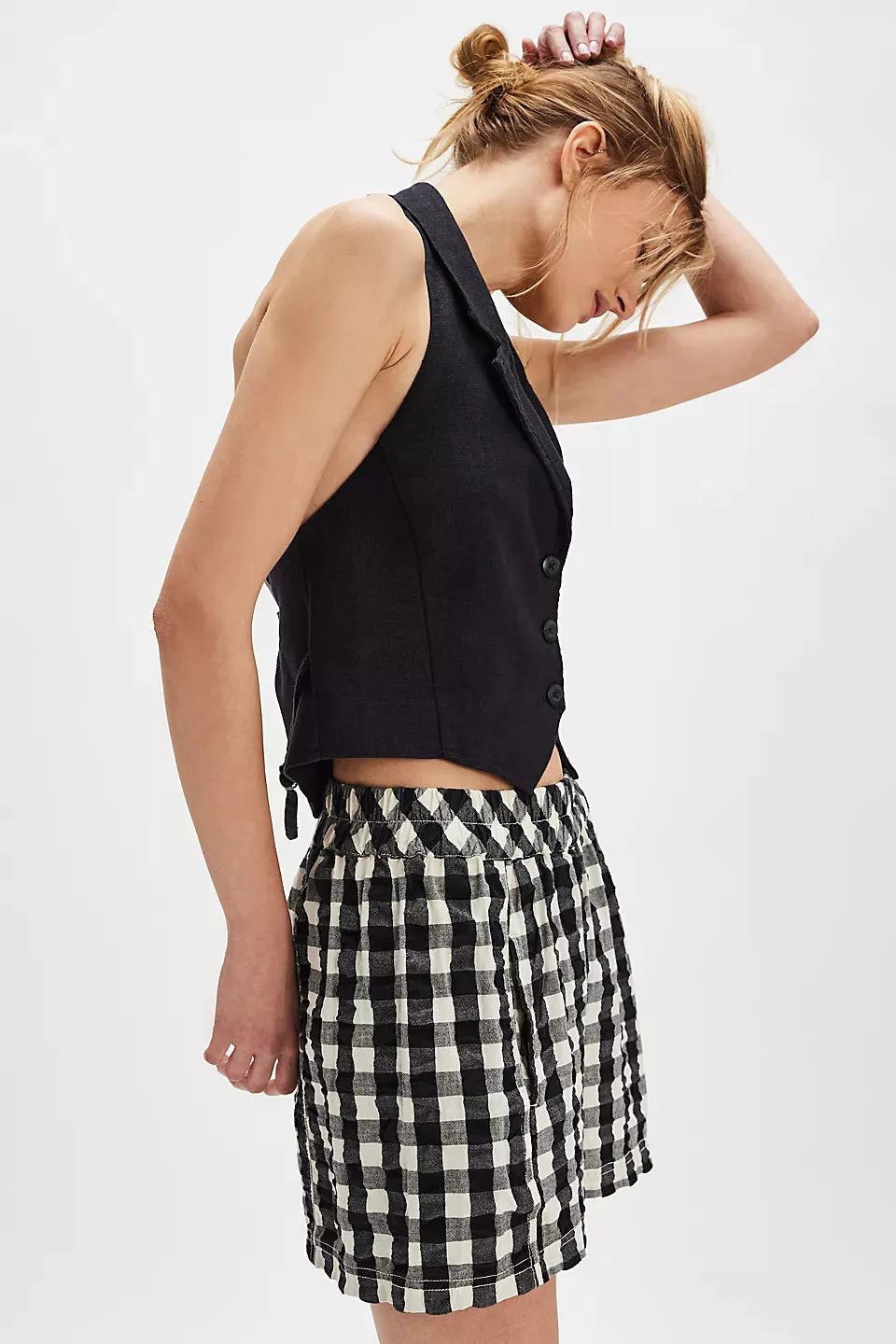 Get Free Seersucker Pull-On Shorts - Black Combo
