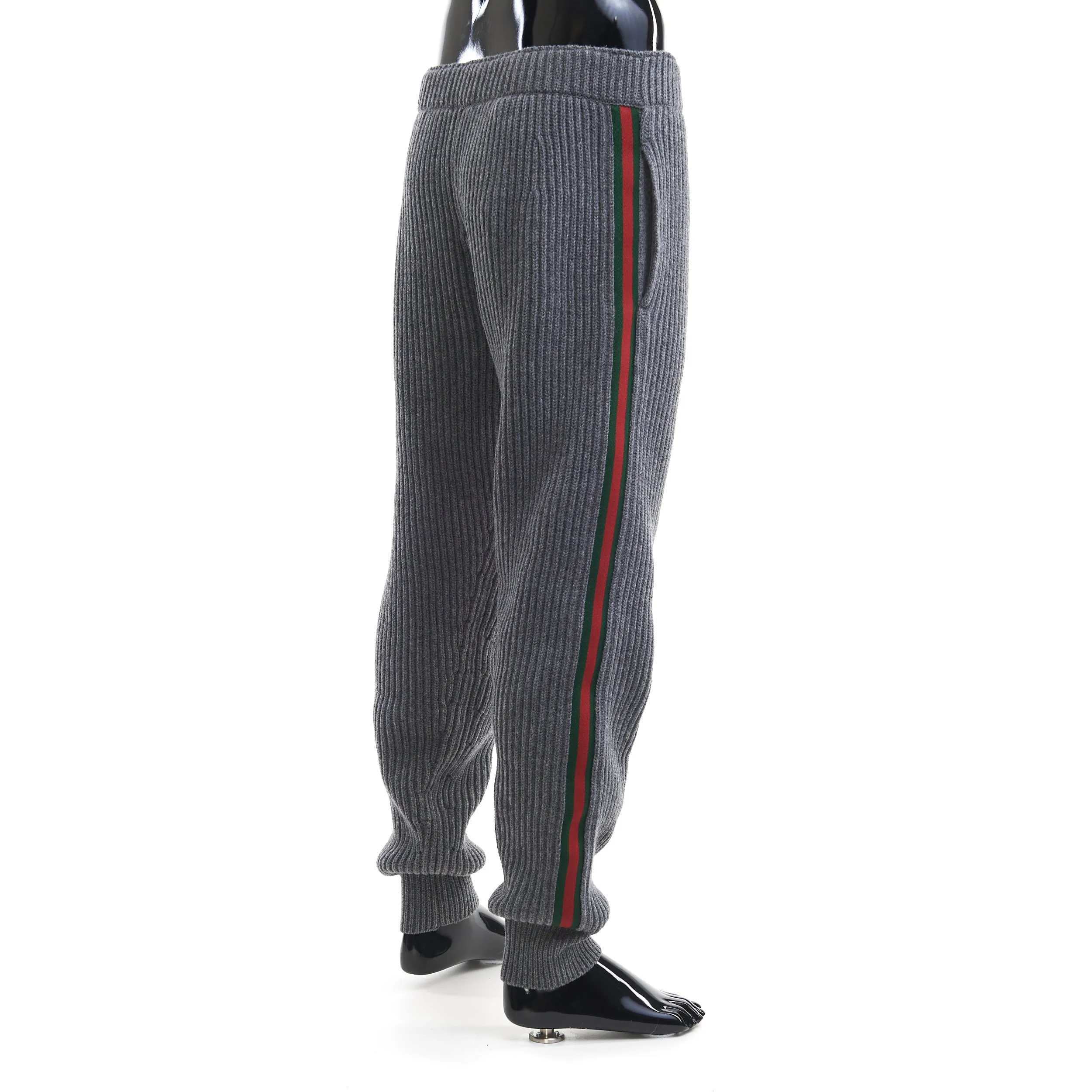 Grey Wool Cashmere Pants With Web