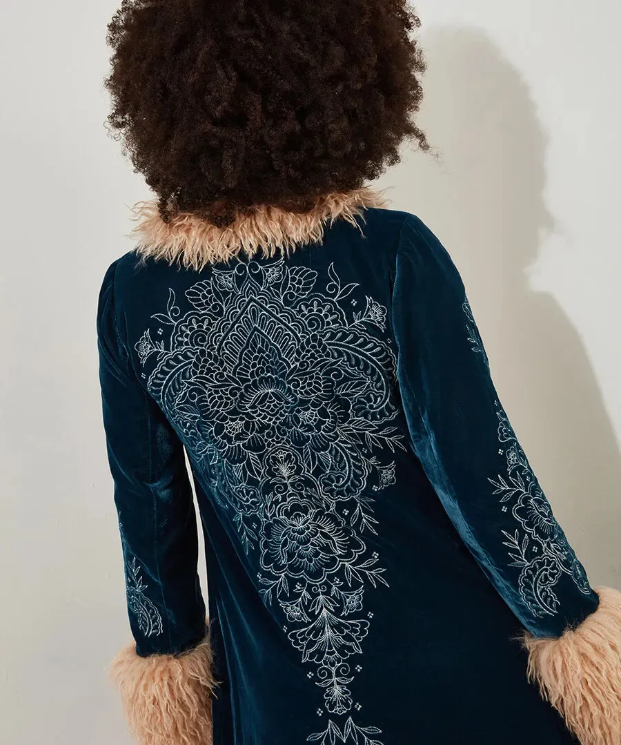 Joe Browns 10 Teal Boho Girl Embroidered Boutique Coat