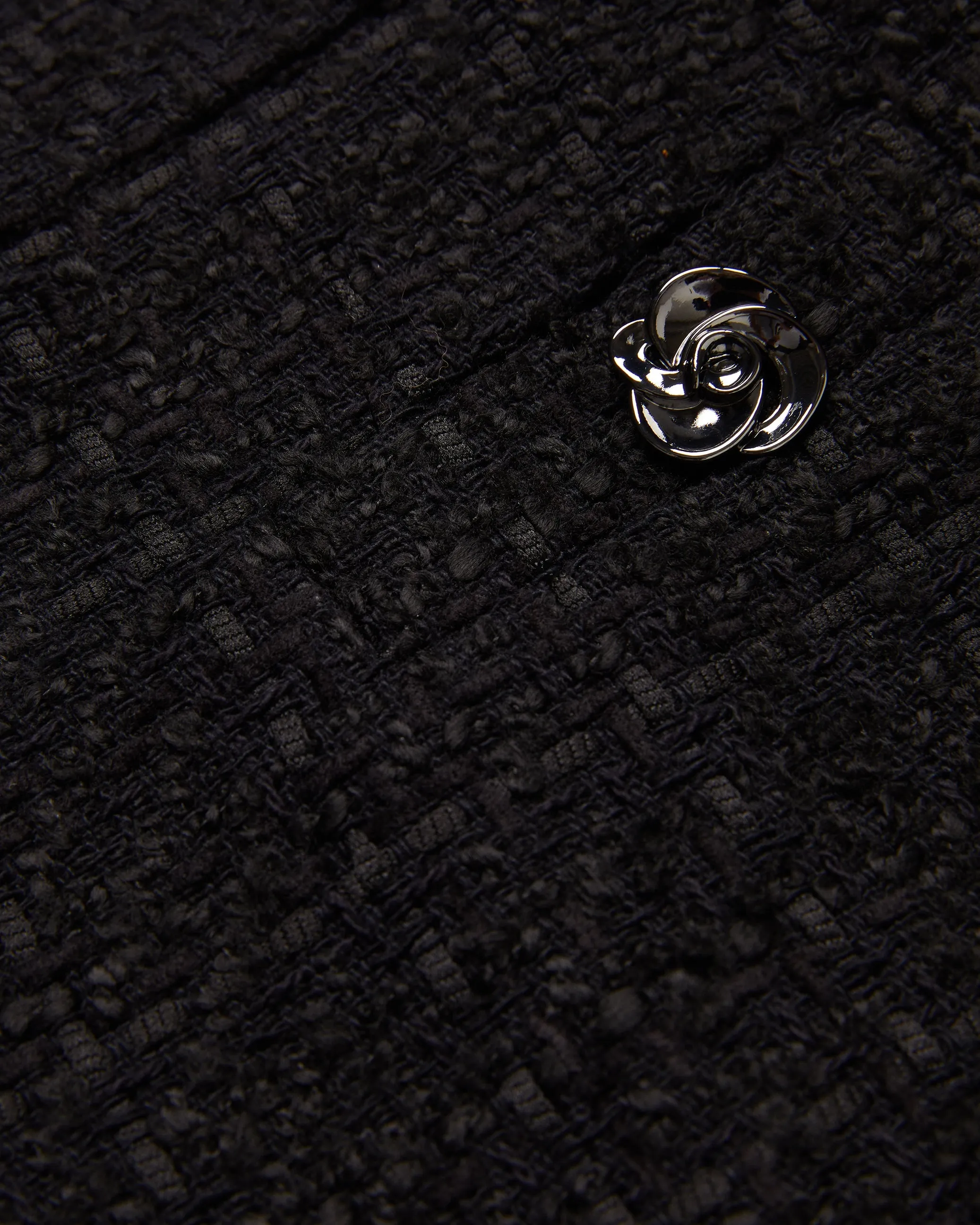 Komas Rose Button Boucle Tailored Mini Skirt Black