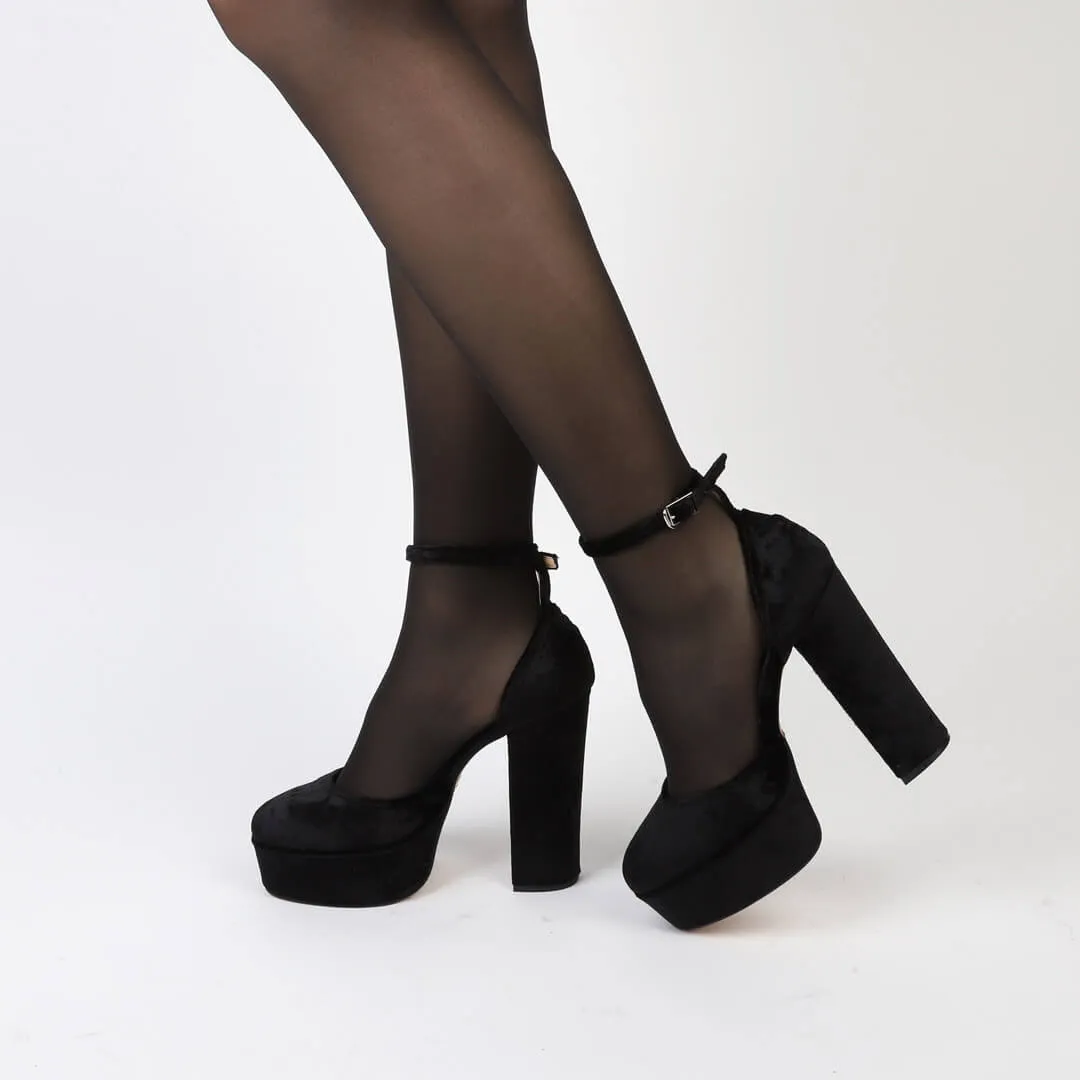 MELLOW - velvet platform CUSTOM BLACK SUEDE