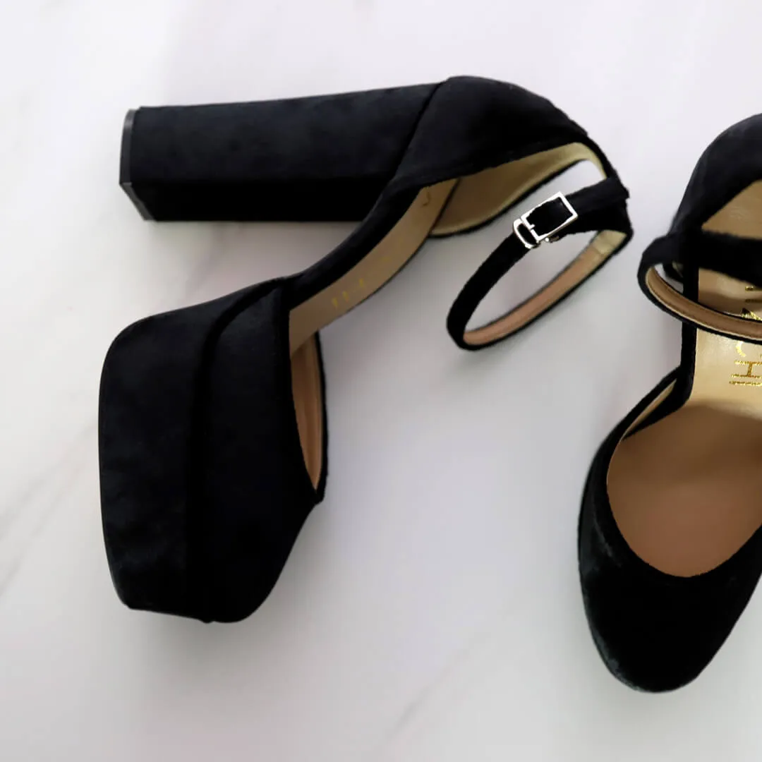 MELLOW - velvet platform CUSTOM BLACK SUEDE