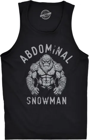Mens Abdominal Snowman Fitness Tank Sarcastic Yeti Graphic Sleeveless Tee for Men