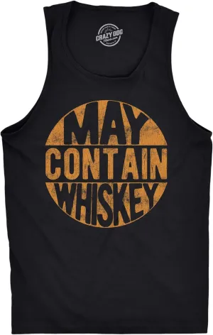 Mens Fitness Tank May Contain Whiskey Tanktop Funny Liquor Drinking Party Graphic Sleeveless