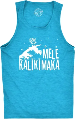 Mens Mele Kalikimaka Fitness Tank Funny Surfing Hawaiian Christmas Santa Tanktop