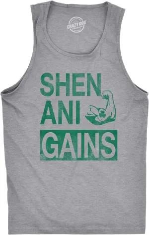 Mens ShenaniGains Funny Workout Saint Patricks Day T Shirt St Patty Shamrock