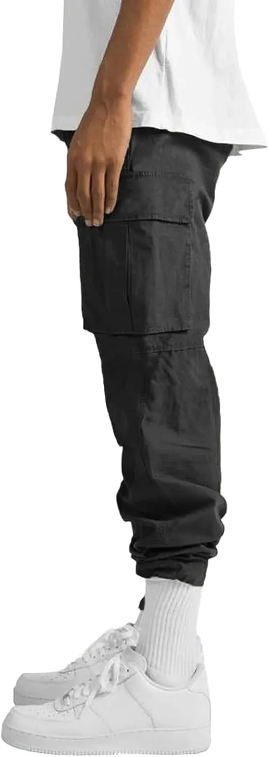 Mens Workout Cargo Sweatpants Pants Big and Tall Men's Elastic Waist Work Pants Loose Fit Lightweight Workwear Casual
