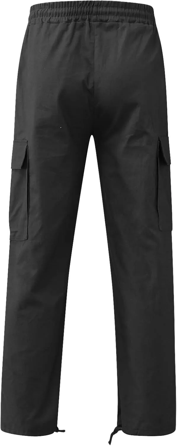 Mens Workout Cargo Sweatpants Pants Big and Tall Men's Elastic Waist Work Pants Loose Fit Lightweight Workwear Casual