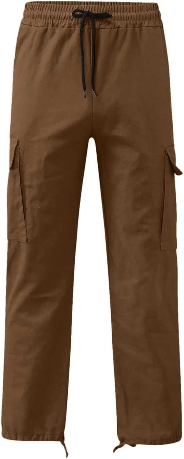 Mens Workout Cargo Sweatpants Pants Big and Tall Men's Elastic Waist Work Pants Loose Fit Lightweight Workwear Casual