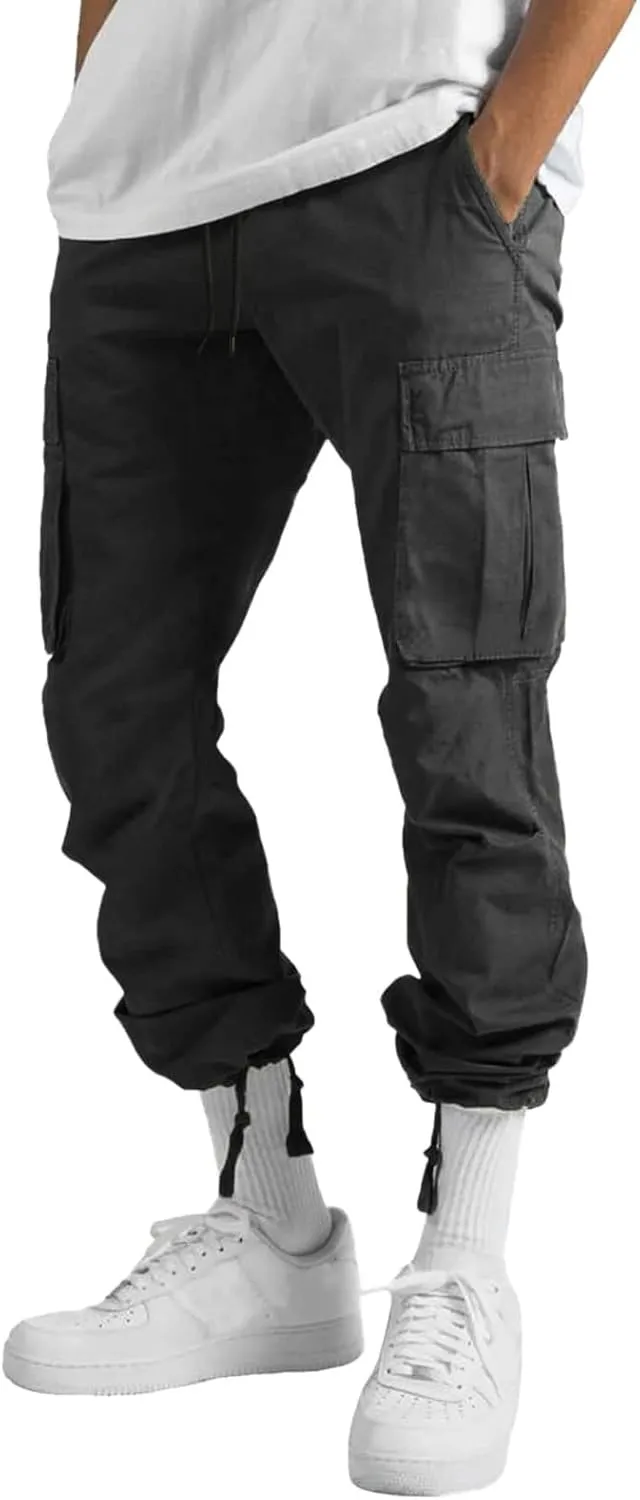 Mens Workout Cargo Sweatpants Pants Big and Tall Men's Elastic Waist Work Pants Loose Fit Lightweight Workwear Casual
