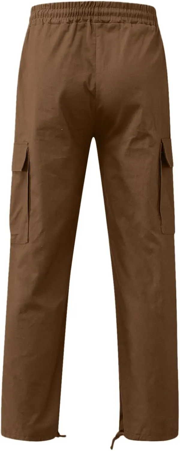 Mens Workout Cargo Sweatpants Pants Big and Tall Men's Elastic Waist Work Pants Loose Fit Lightweight Workwear Casual