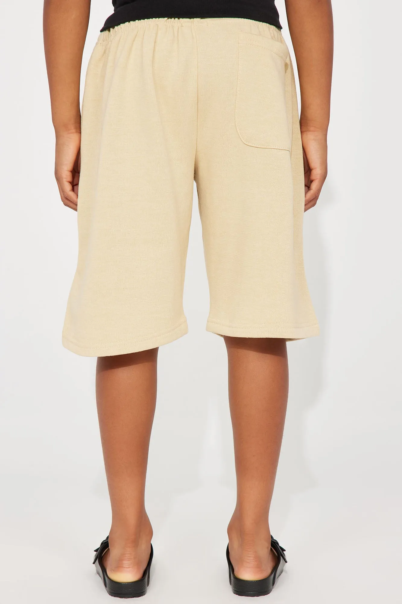 Mini Nothing Is Impossible Fleece Shorts - Khaki