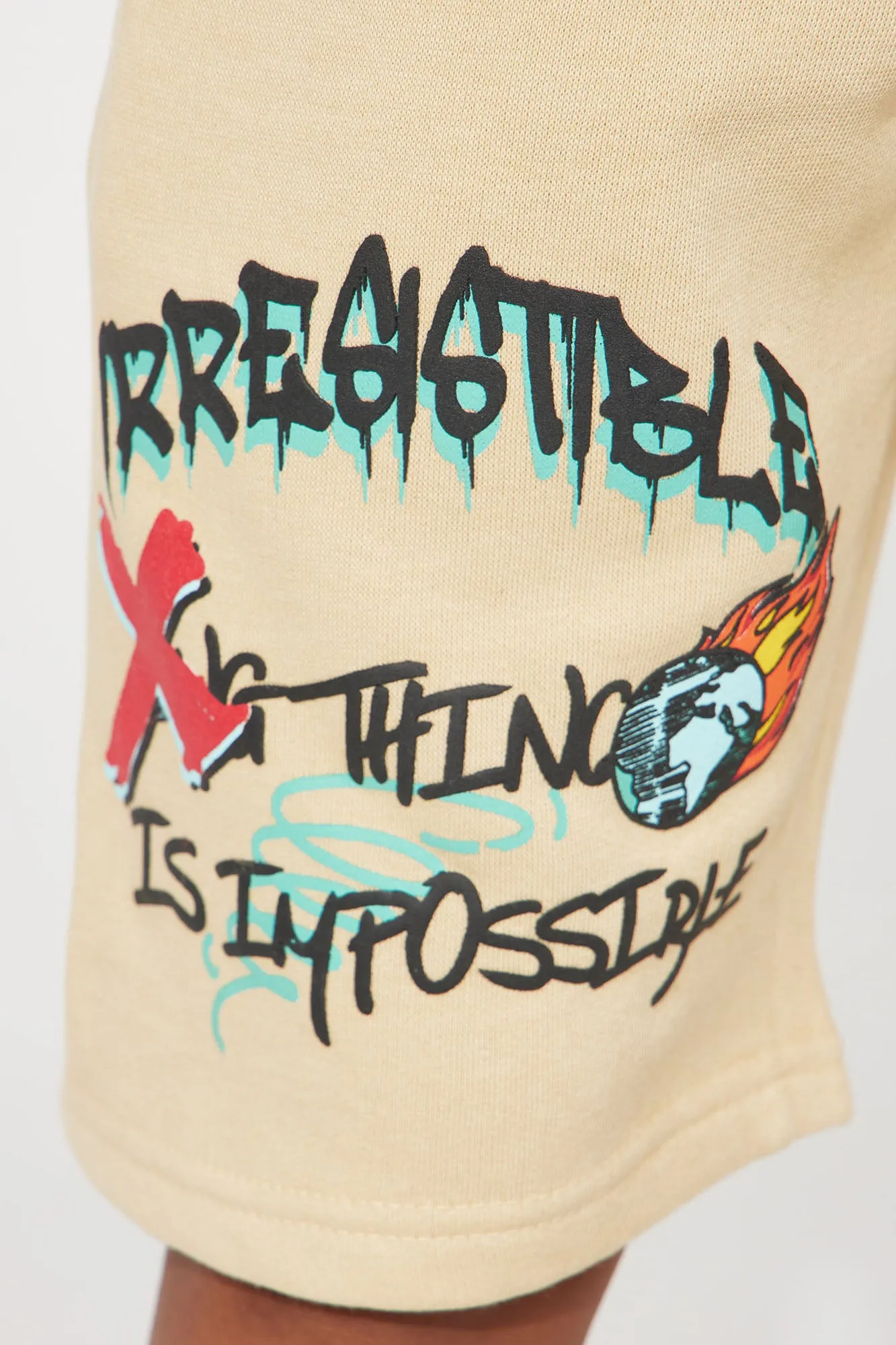 Mini Nothing Is Impossible Fleece Shorts - Khaki