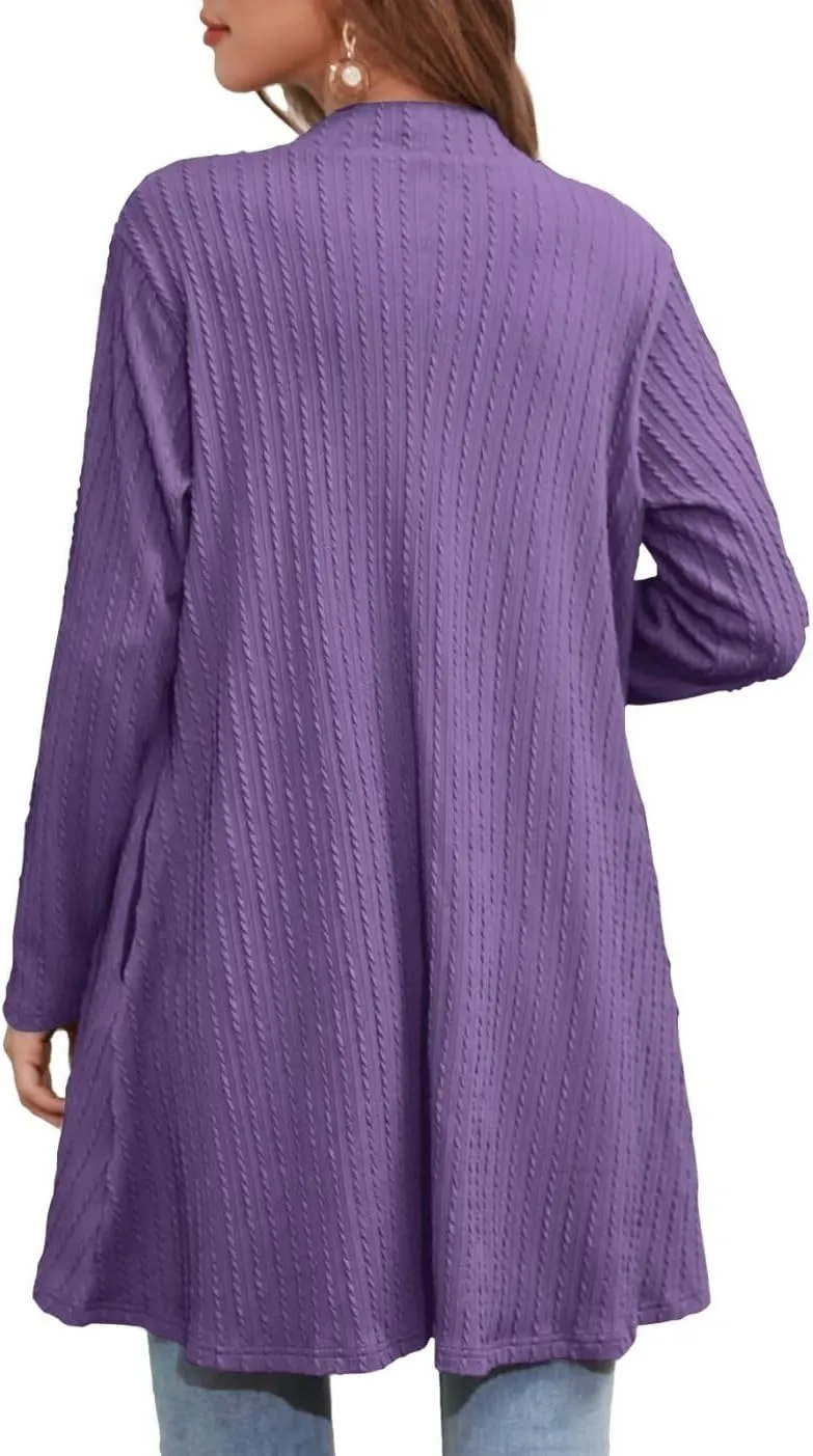 MONNURO Plus Size Women's Lightweight Open Front Cardigan Sweaters with High-Low Hem