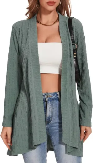 MONNURO Plus Size Women's Lightweight Open Front Cardigan Sweaters with High-Low Hem