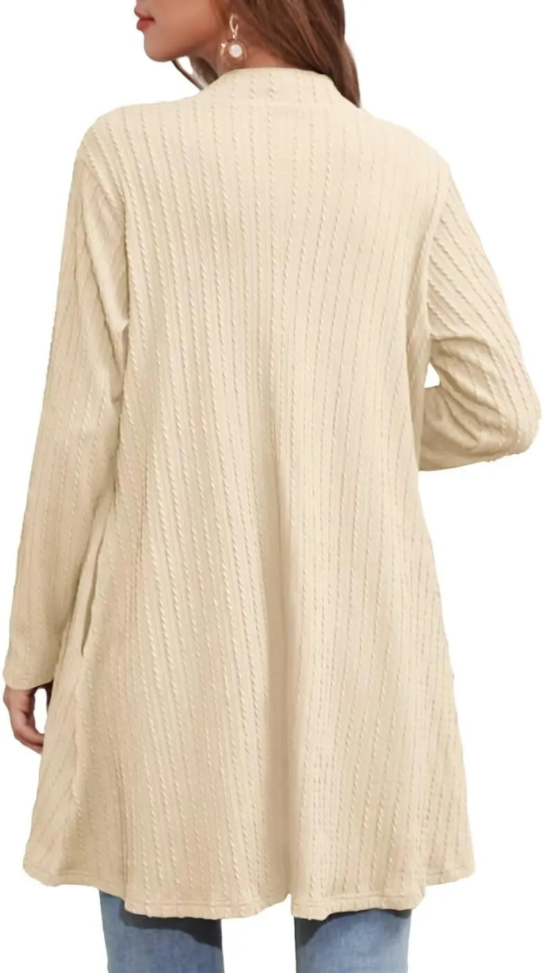 MONNURO Plus Size Women's Lightweight Open Front Cardigan Sweaters with High-Low Hem