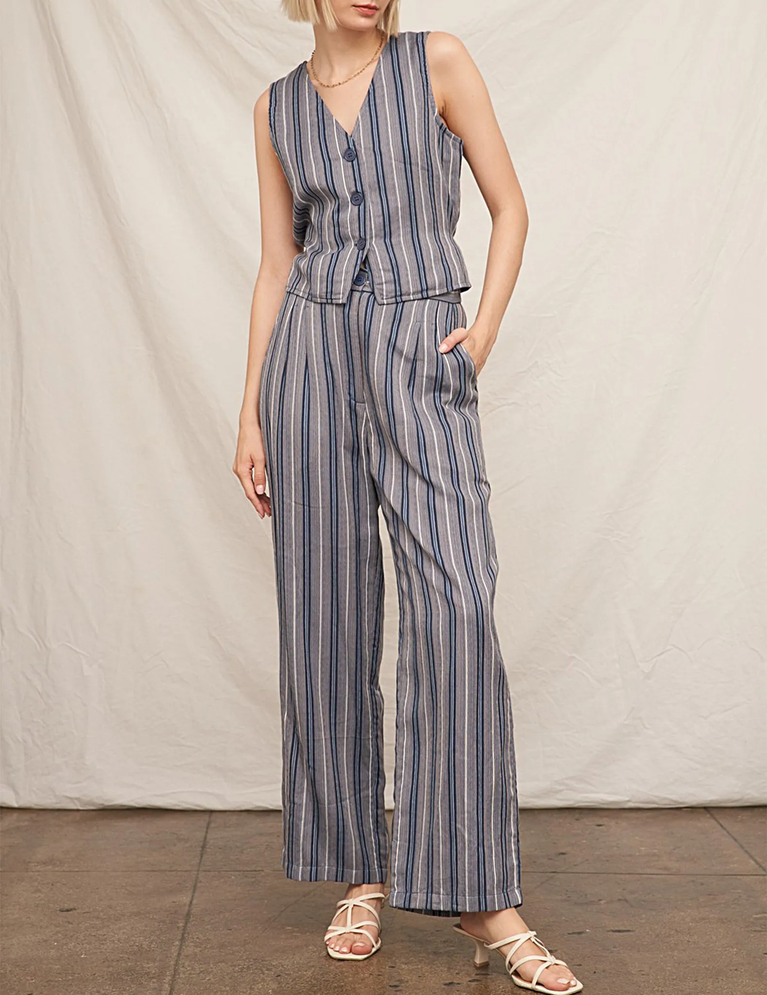 Norah Striped Cotton Trouser Pants