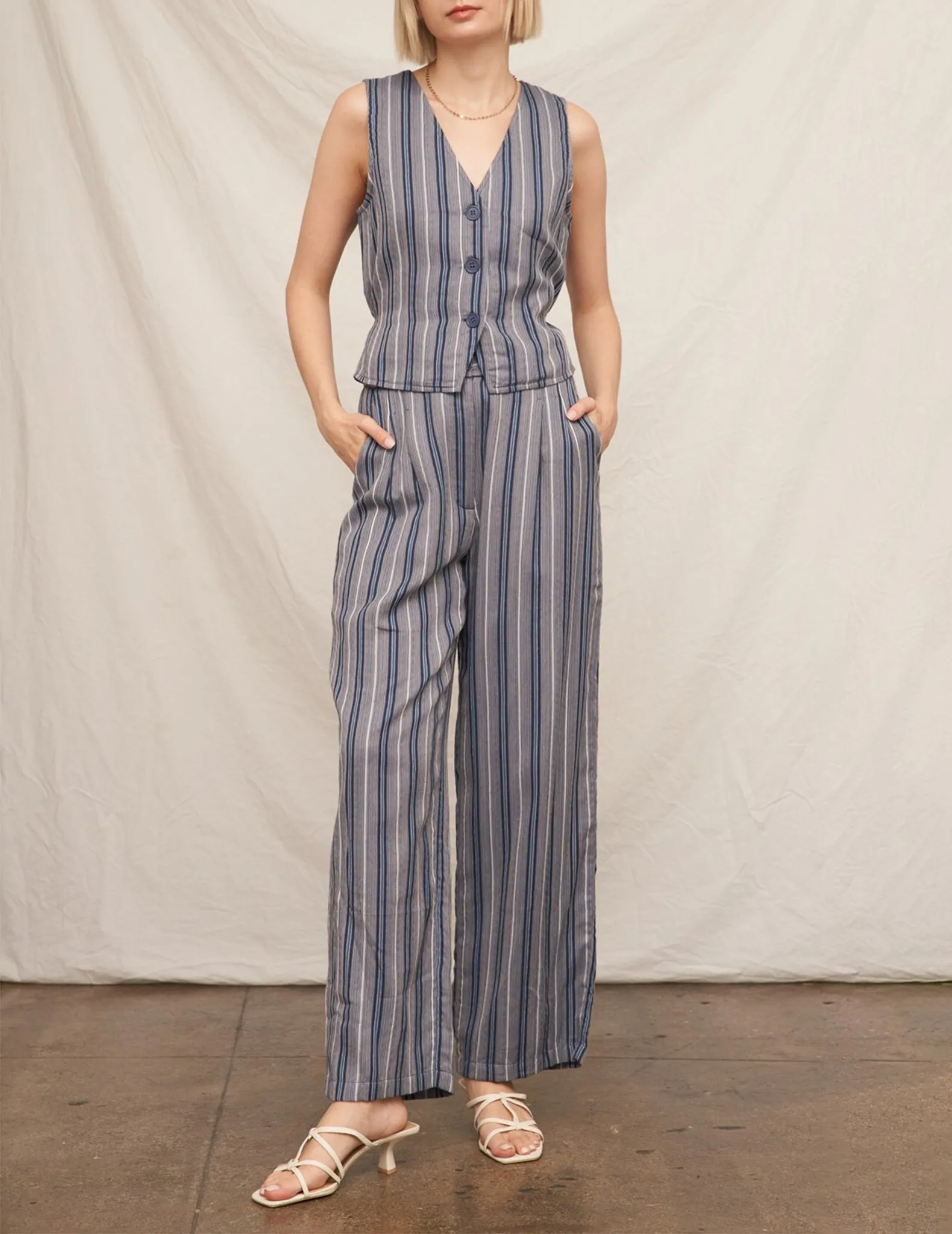 Norah Striped Cotton Trouser Pants