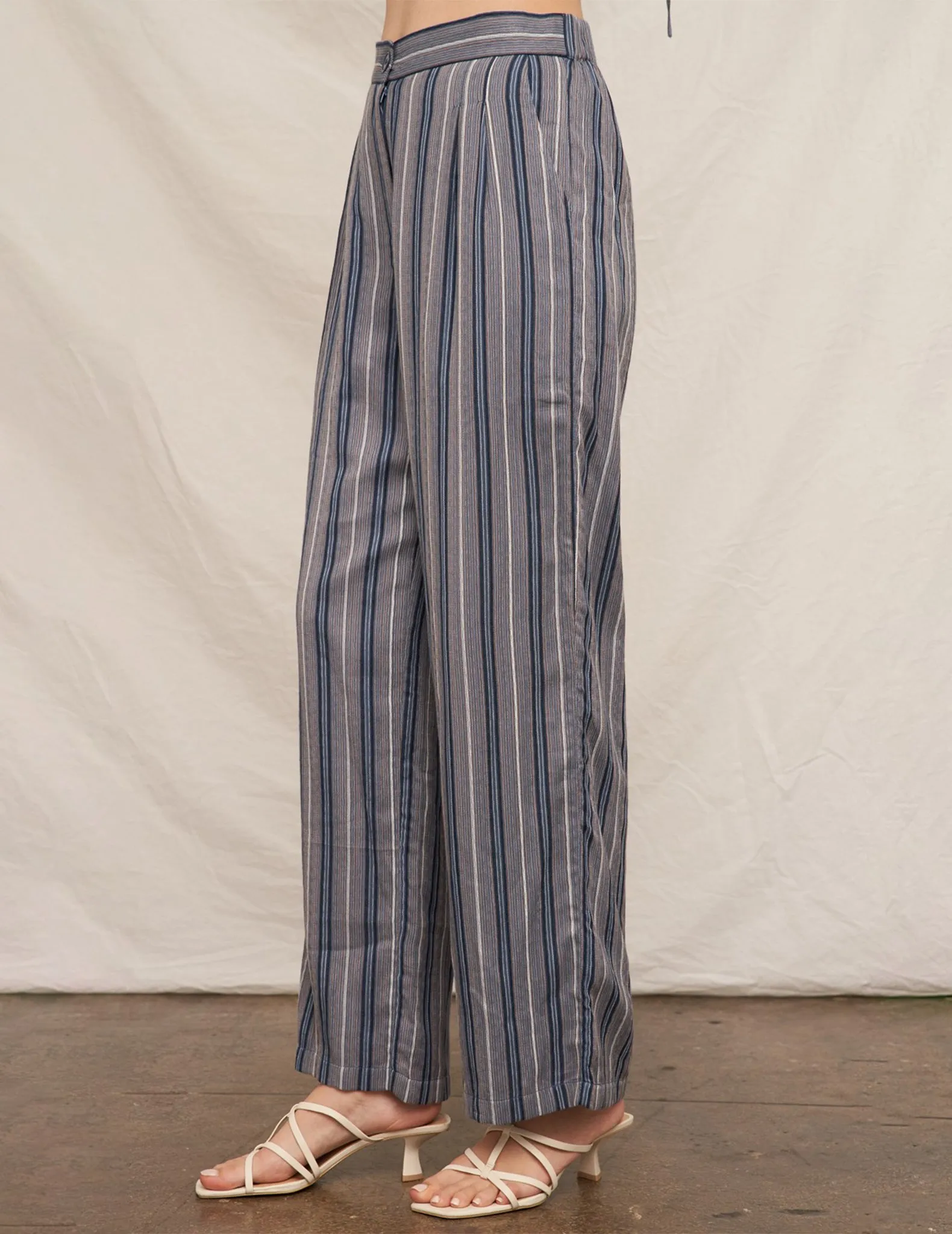 Norah Striped Cotton Trouser Pants