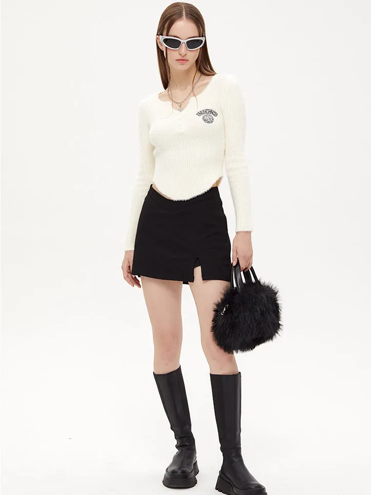 Nvuvu Slim Ribbing Casual Knit Sweaters