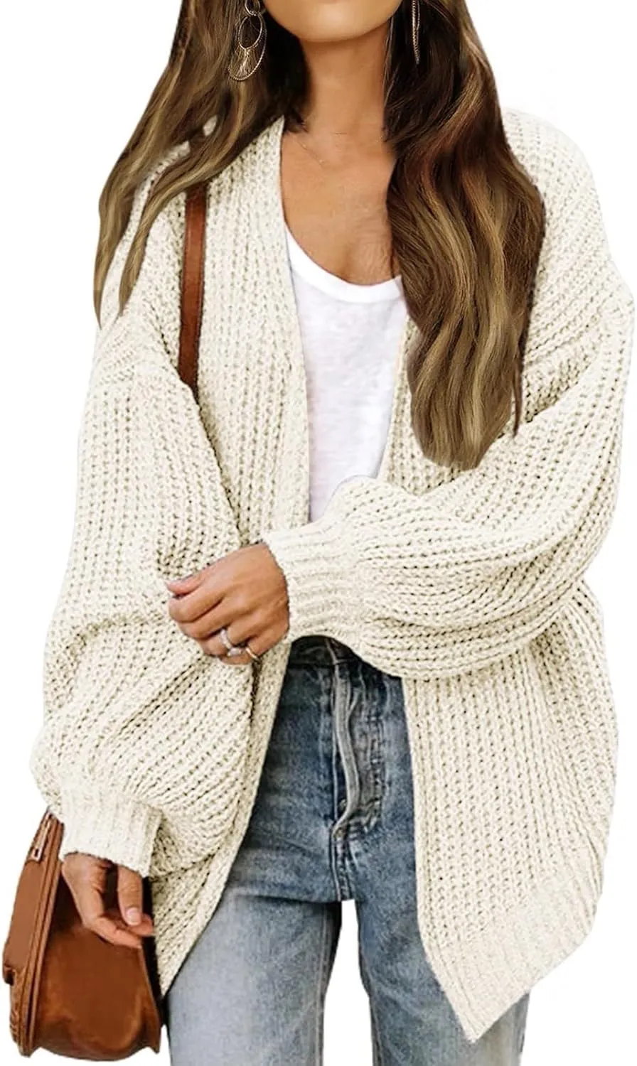 Oversized Cardigan Sweaters for Women Lightweight Crochet Sweater Casual Open Front Cardigan Sweater Coats w/Pockets