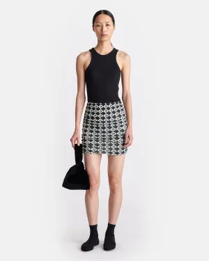 Pamyla - Draped Mesh Jersey Mini Skirt - Diamond Check