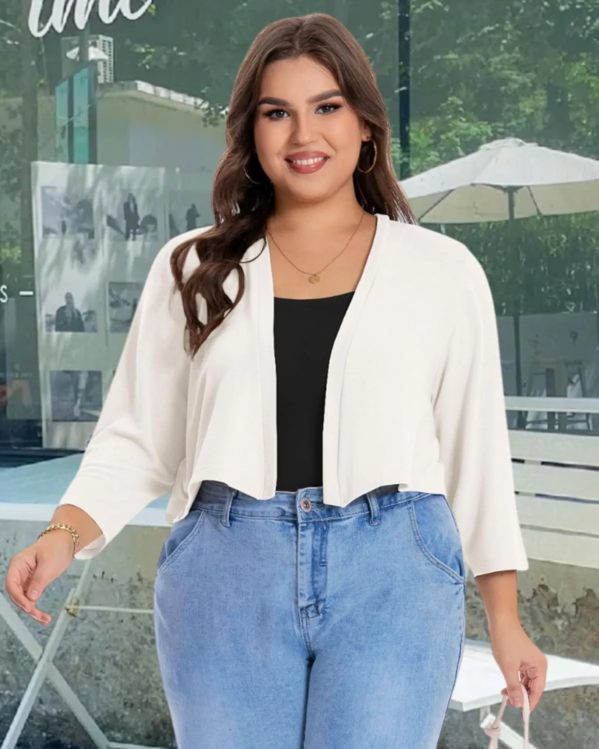 Plus Size Shrugs for Women Cropped Cardigan Knit Sweaters Open Front Bolero