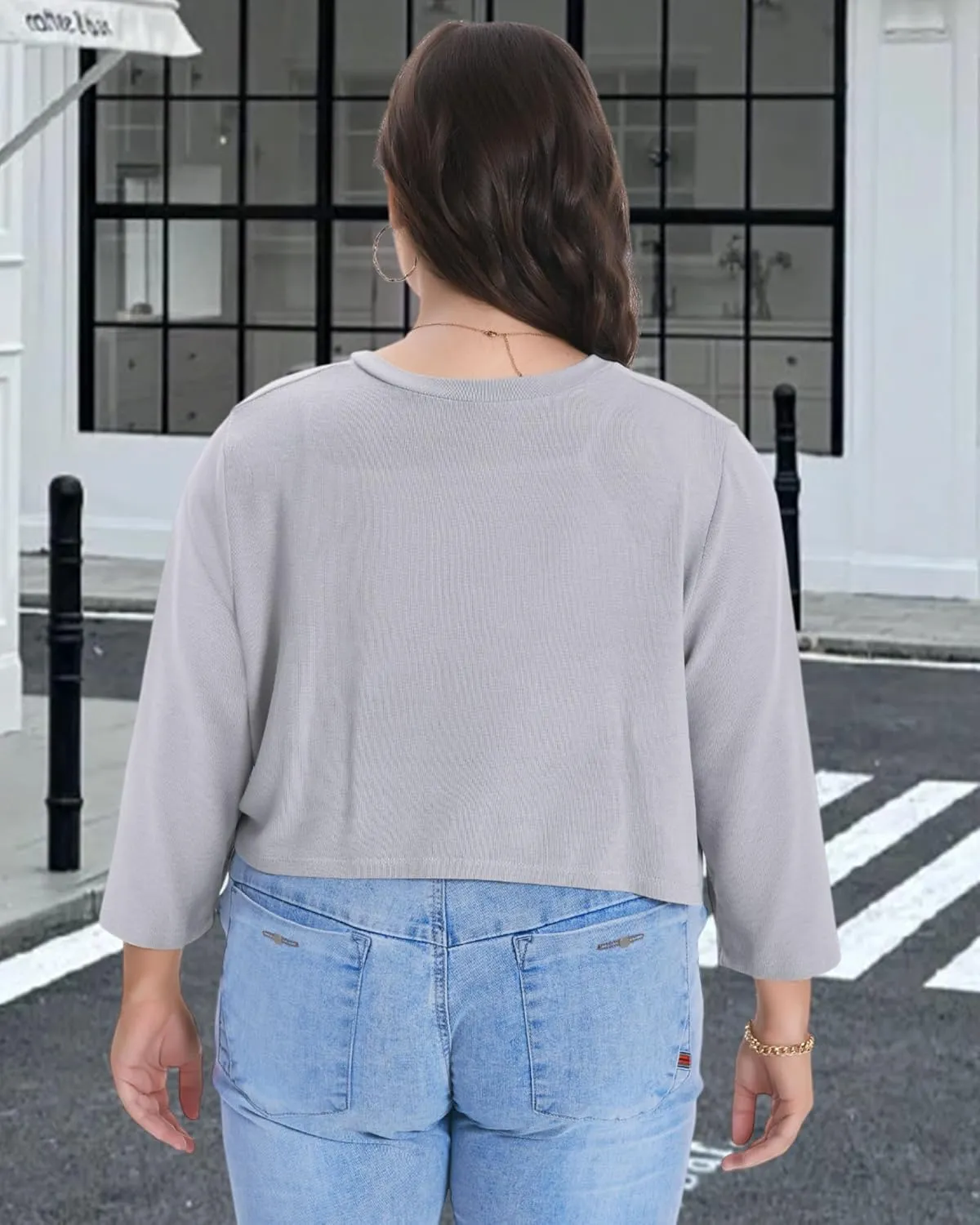 Plus Size Shrugs for Women Cropped Cardigan Knit Sweaters Open Front Bolero