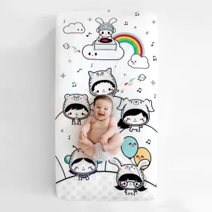 Rookie Humans 100% Organic Cotton Sateen Crib Sheet - Party In My Crib