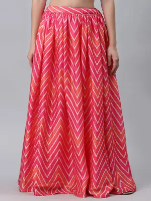 Satin Chevron Printed Bias Skirt