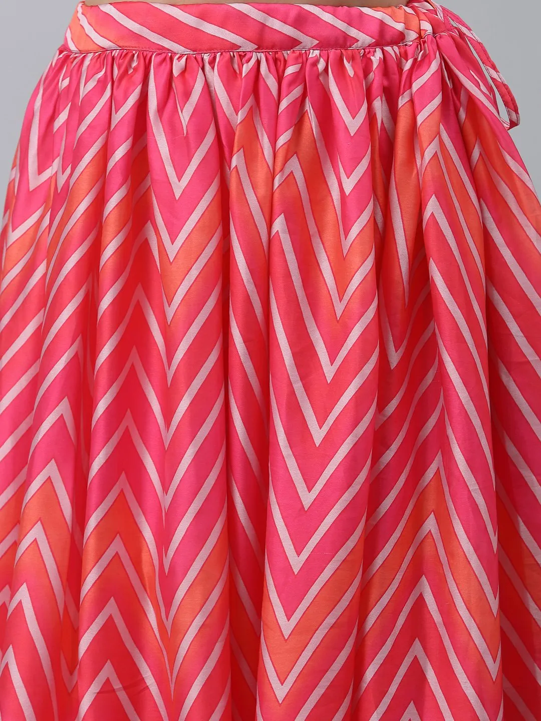 Satin Chevron Printed Bias Skirt