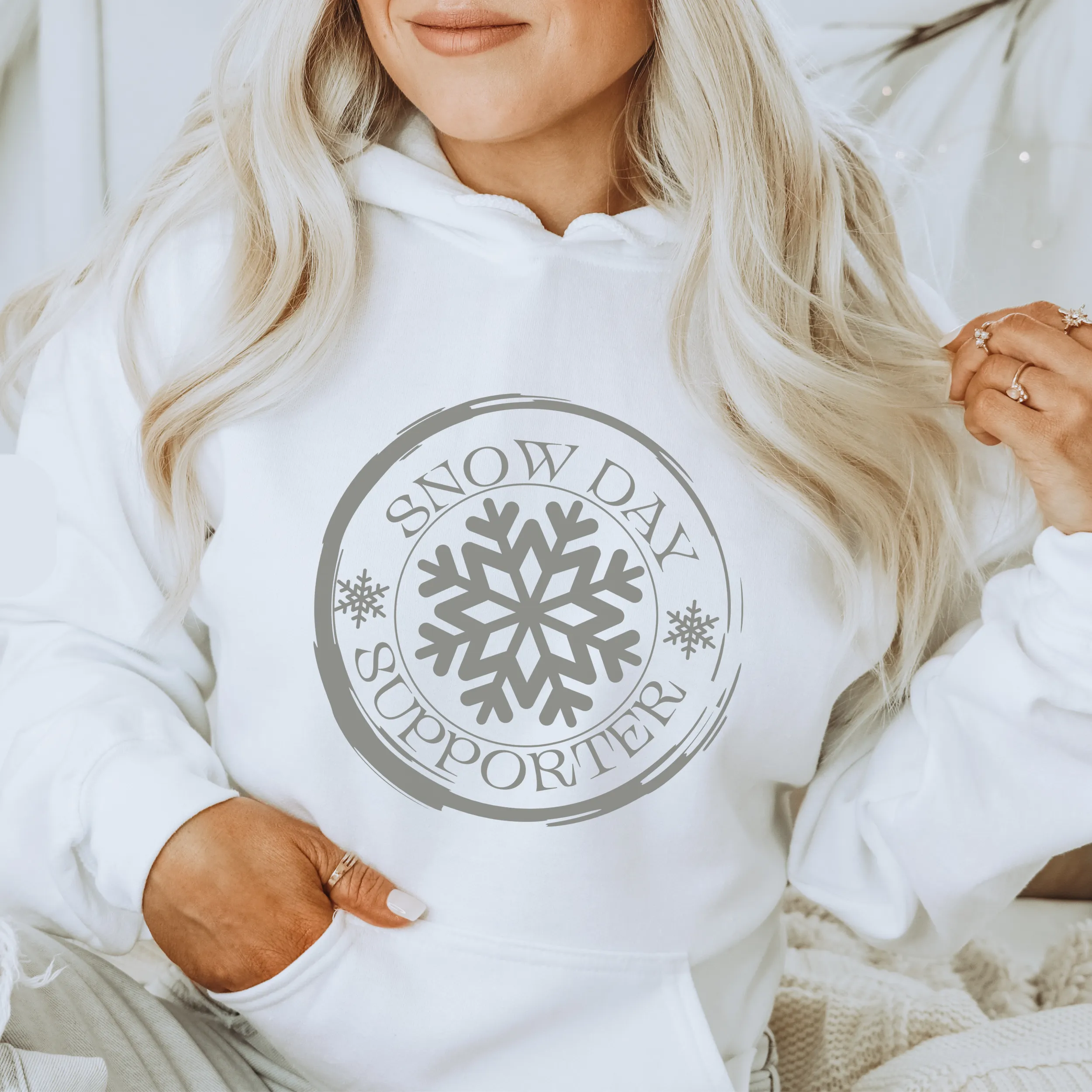 Snow Day Supporter Crewneck Sweatshirt, Hooded Sweatshirt Winter Unisex Sized Women's Shirt Collection