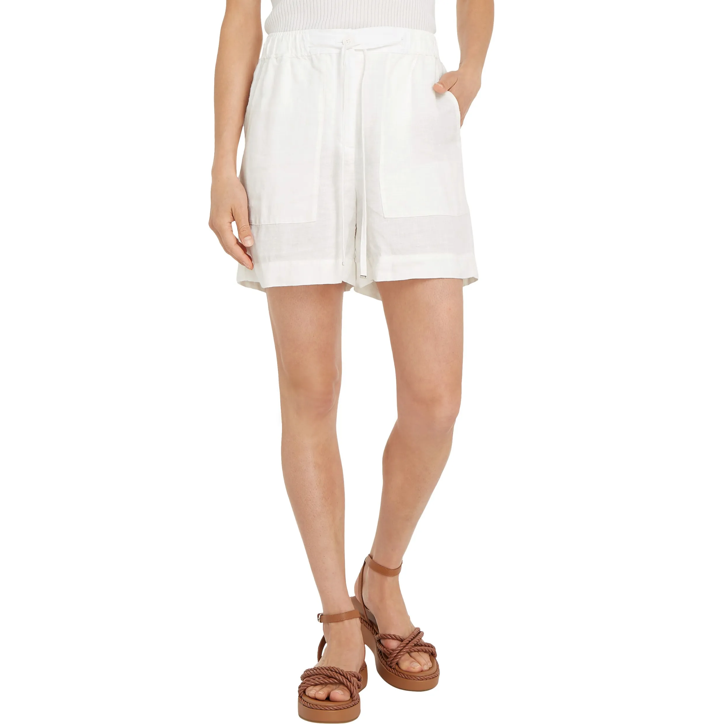 Tommy Hilfiger Casual Linen Shorts Ecru 7768