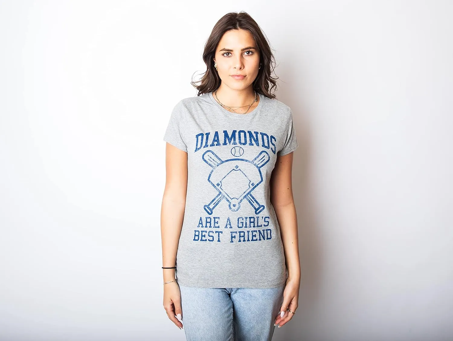 Womens Diamonds are A Girls Best Friend T Shirt Funny Cute Baseball for Ladies