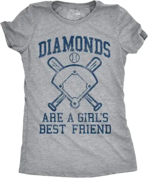 Womens Diamonds are A Girls Best Friend T Shirt Funny Cute Baseball for Ladies