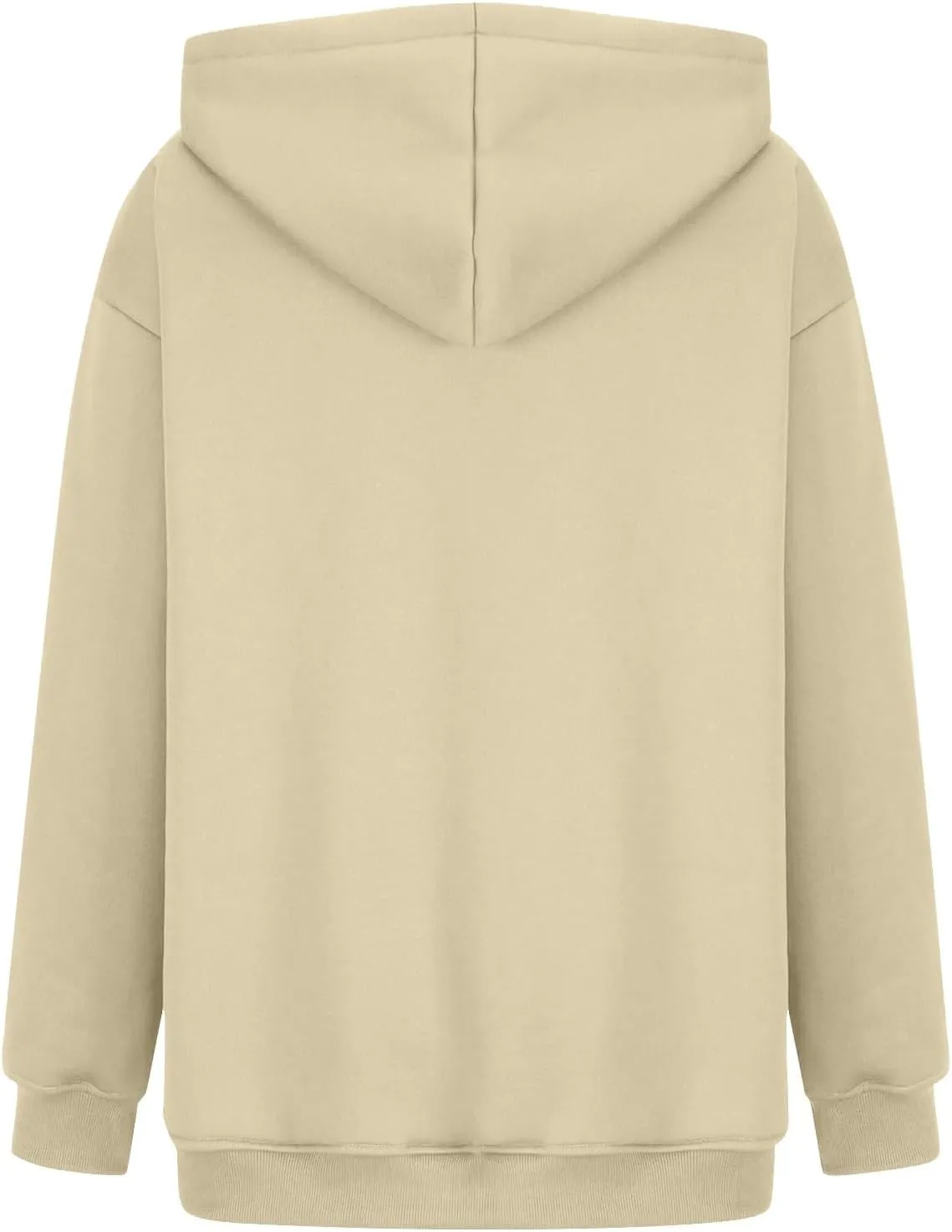 Women's Fashion Loose Fall Hooded Sweatshirt Solid Color Casual Daily Long Sleeve Fleece Sweaters Pullover with Pocket