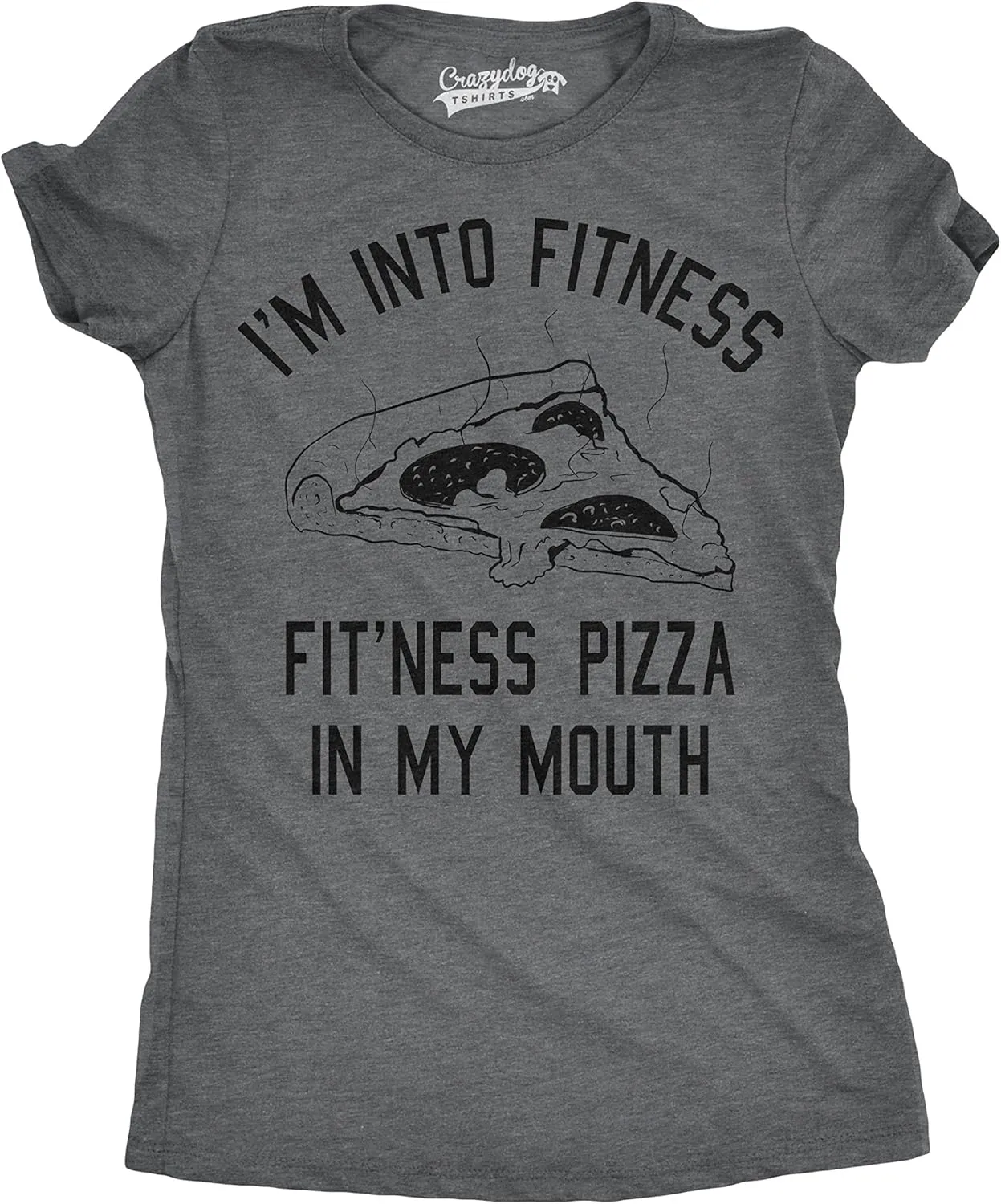Womens Fitness Pizza in My Mouth Funny Workout Foodie T Shirt