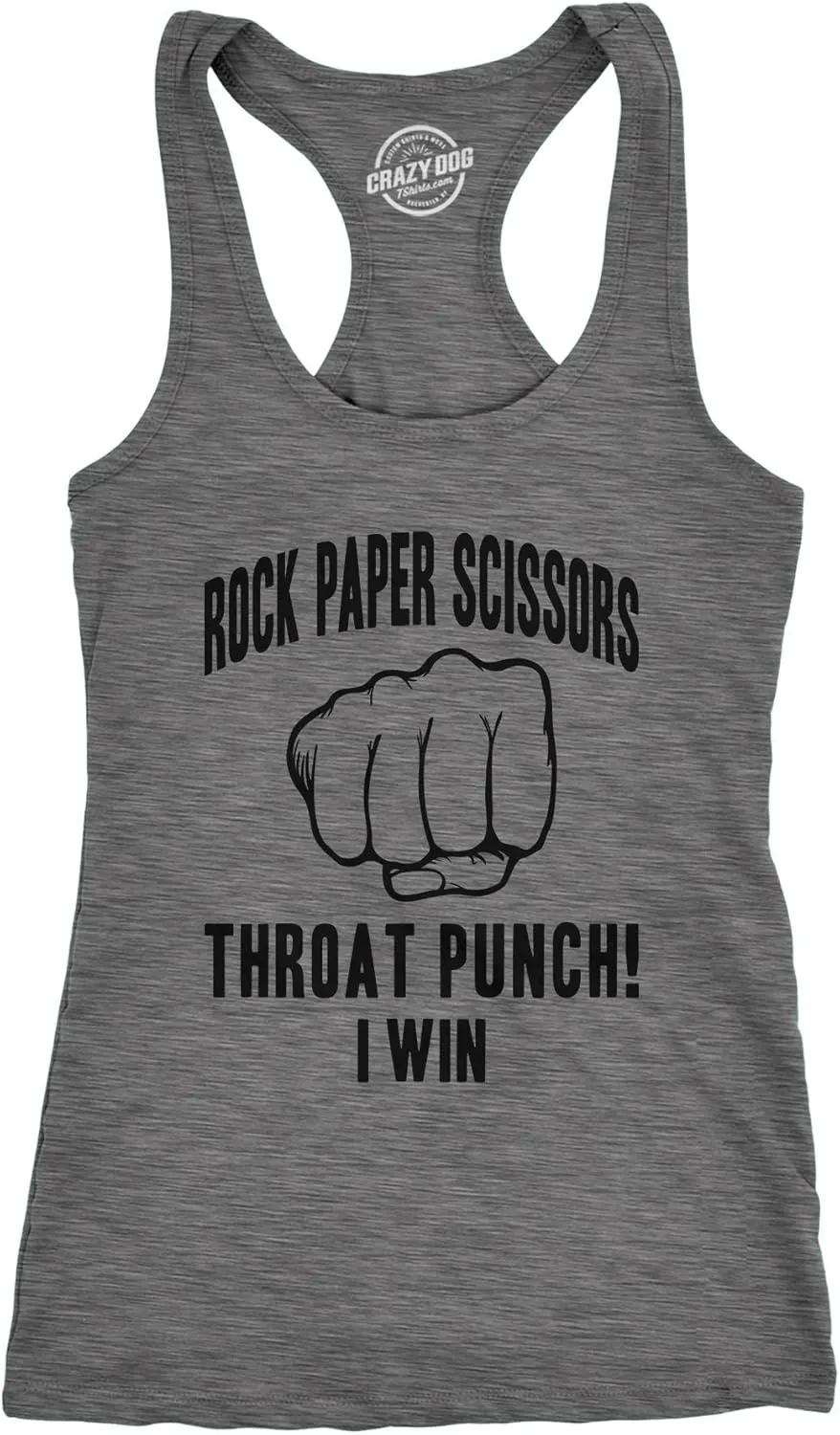 Womens Fitness Tank Rock Paper Scissors Throat Punch Tanktop Funny Sarcastic Humor Shirt